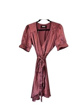 Reformation Silk Wrap Dress Womens Large Praline Mauve